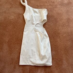 Zara White One-Shoulder Dress